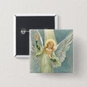Badge Carré 5 Cm Ange de Noël (Devant & derrière)