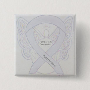 Badge Carré 5 Cm Ange de sensibilisation à la dépression post-partu