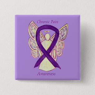 Badge Carré 5 Cm Ange de sensibilisation à la douleur chronique Rub