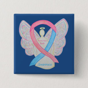 Badge Carré 5 Cm Ange de sensibilisation à la naissance prématurée 