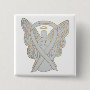 Badge Carré 5 Cm Ange de sensibilisation au cancer du poumon Ribbon