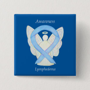 Badge Carré 5 Cm Ange de sensibilisation au lymphoedème Ruban Art P