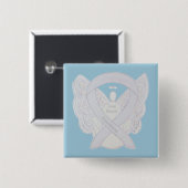 Badge Carré 5 Cm Ange Perle de la sensibilisation à la maladie pulm (Devant & derrière)