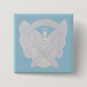 Badge Carré 5 Cm Ange Perle de la sensibilisation à la maladie pulm