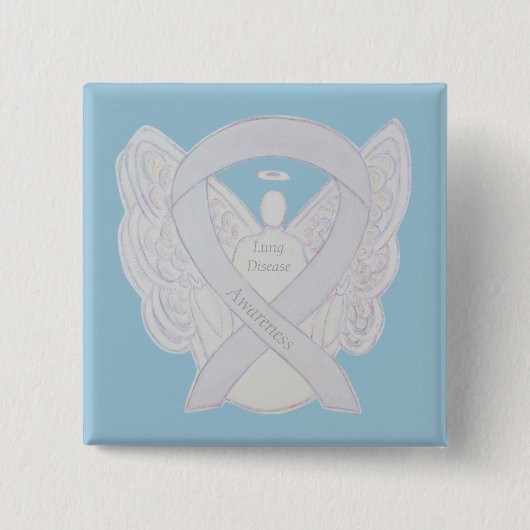 Badge Carré 5 Cm Ange Perle de la sensibilisation à la maladie pulm (Devant)