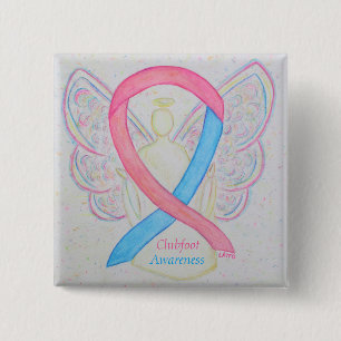 Badge Carré 5 Cm Angel de sensibilisation au pied de cercle Ruban p