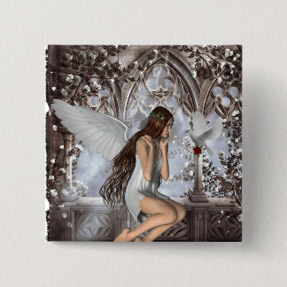 Badge Carré 5 Cm Angel et sa colombe