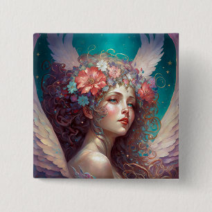 Badge Carré 5 Cm Angel Wings Imaginaire Art