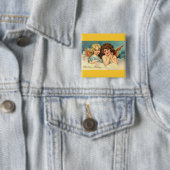 Badge Carré 5 Cm Anges de Noël (En situation)