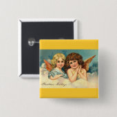 Badge Carré 5 Cm Anges de Noël (Devant & derrière)