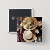 BADGE CARRÉ 5 CM ANGLETERRE VICTORIENNE (Devant & derrière)