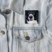 Badge Carré 5 Cm Animal photo de chien personnalisé (En situation)