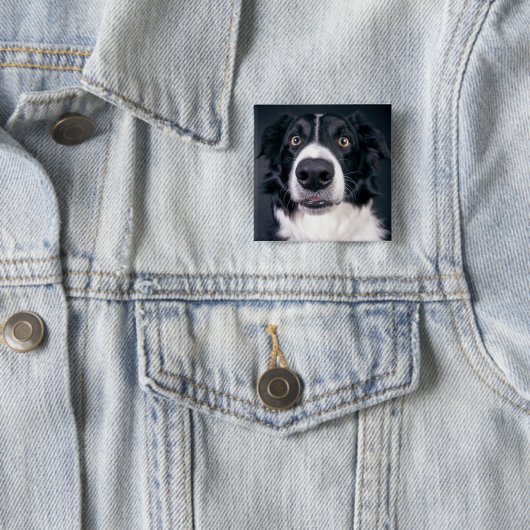 Badge Carré 5 Cm Animal photo de chien personnalisé (En situation)