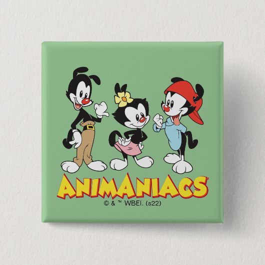 Badge Carré 5 Cm Animaniacs | Yakko, Dot et Wakko debout (Devant)