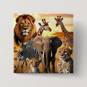 Badge Carré 5 Cm Animaux africains