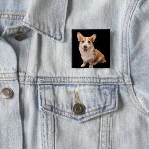 Badge Carré 5 Cm Animaux de bébés cutest Corgi Puppy Smile
