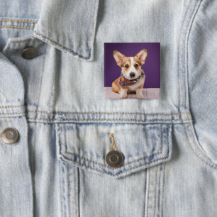 Badge Carré 5 Cm Animaux de bébés cutest Halloween Corgi
