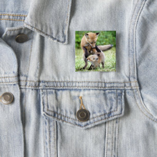 Badge Carré 5 Cm Animaux de bébés cutest   Kit et maman Fox adorabl
