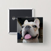 Badge Carré 5 Cm Animaux de bébés cutest | Le visage de Bulldog (Devant & derrière)