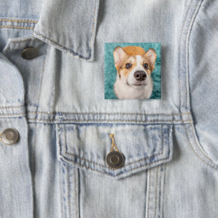 Badge Carré 5 Cm Animaux de bébés cutest Sweet Corgi Puppy Face