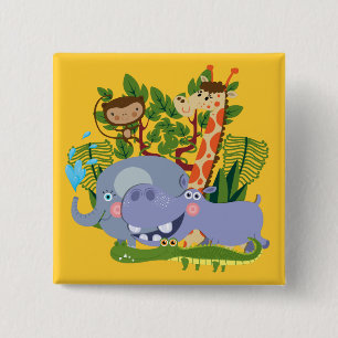 Badge Carré 5 Cm Animaux mignons de safari