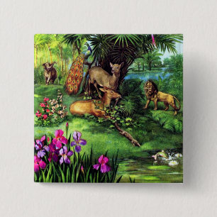 Badge Carré 5 Cm Animaux vintages