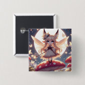 Badge Carré 5 Cm Anime Girl Pixie Hippie Lune Fée (Devant & derrière)