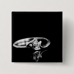 Badge Carré 5 Cm Anneau doré