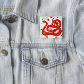 Badge Carré 5 Cm Année chinoise du serpent (En situation)
