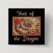 Badge Carré 5 Cm Année du bouton Dragon (Devant)