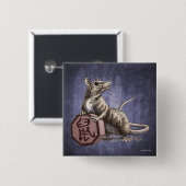 Badge Carré 5 Cm Année du Rat chinois Zodiac Art (Devant & derrière)