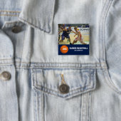 Badge Carré 5 Cm Année faite sur commande de nom d'équipe de joueur (En situation)