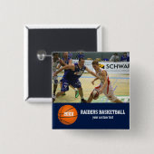 Badge Carré 5 Cm Année faite sur commande de nom d'équipe de joueur (Devant & derrière)