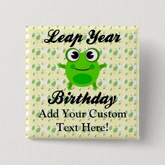 Badge Carré 5 Cm Anniversaire d'année bissextile, grenouille (Devant)