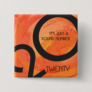 Badge Carré 5 Cm Anniversaire de la décennie orange