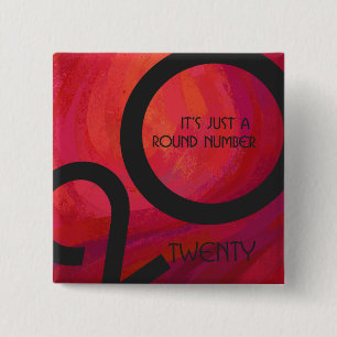 Badge Carré 5 Cm Anniversaire de la Décennie Rouge