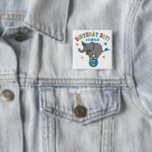 Badge Carré 5 Cm Anniversaire d'éléphant de cirque 2ème (En situation)