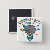 Badge Carré 5 Cm Anniversaire d'éléphant de cirque 2ème (Devant & derrière)