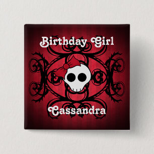 Badge Carré 5 Cm Anniversaire mignon de crâne