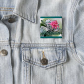 Badge Carré 5 Cm Anniversaire rose (En situation)