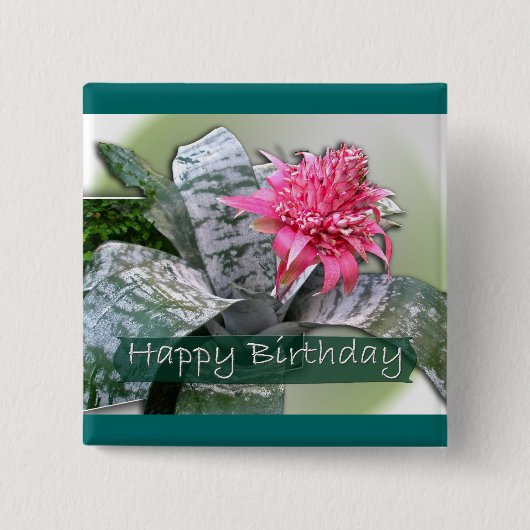 Badge Carré 5 Cm Anniversaire rose (Devant)