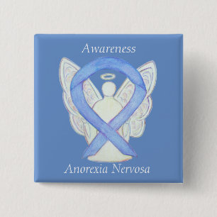 Badge Carré 5 Cm Anorexia Nervosa Sensibilisation Ruban Angel Perso