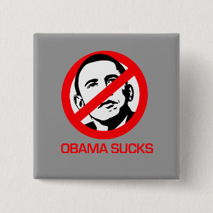 Badge Carré 5 Cm Anti-Obama - Obama Sucks