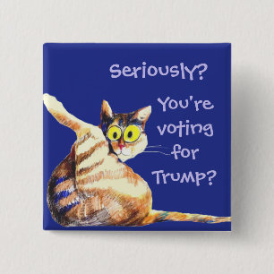 Badge Carré 5 Cm Anti-Trump Biden Harris drôle de chat démocrate hu
