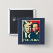 Badge Carré 5 Cm Anti Trump Vance - Pendejos (Devant & derrière)