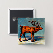 Badge Carré 5 Cm antique caribou (Devant & derrière)