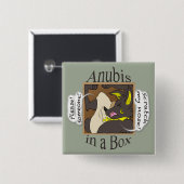 Badge Carré 5 Cm Anubis dans une boîte (yeux fermés) (Devant & derrière)