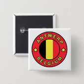 Badge Carré 5 Cm Anvers Belgique (Devant & derrière)