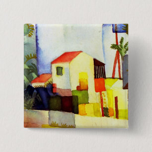 Badge Carré 5 Cm Août Macke Bright House aquarelle peinture