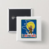 Badge Carré 5 Cm appât de pêcheur de mouche (Devant & derrière)